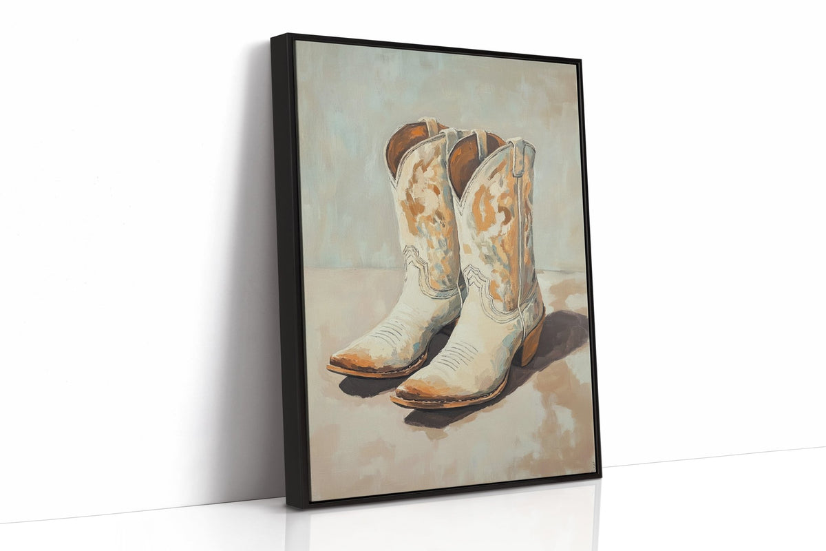 Vintage Cowgirl Boots Canvas – Western Boot Wall Art - Quarter Circle AK Boutique