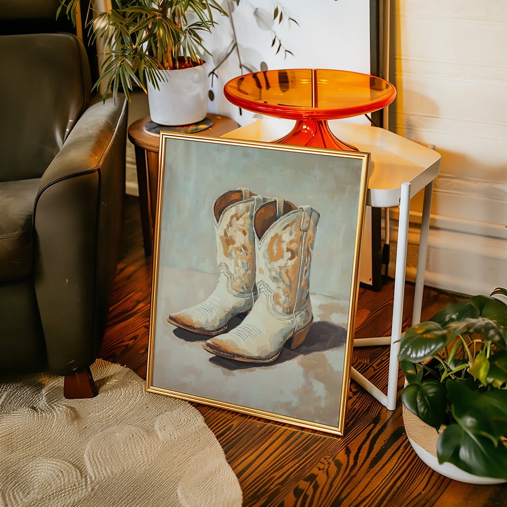 Vintage Cowgirl Boots Canvas – Western Boot Wall Art - Quarter Circle AK Boutique