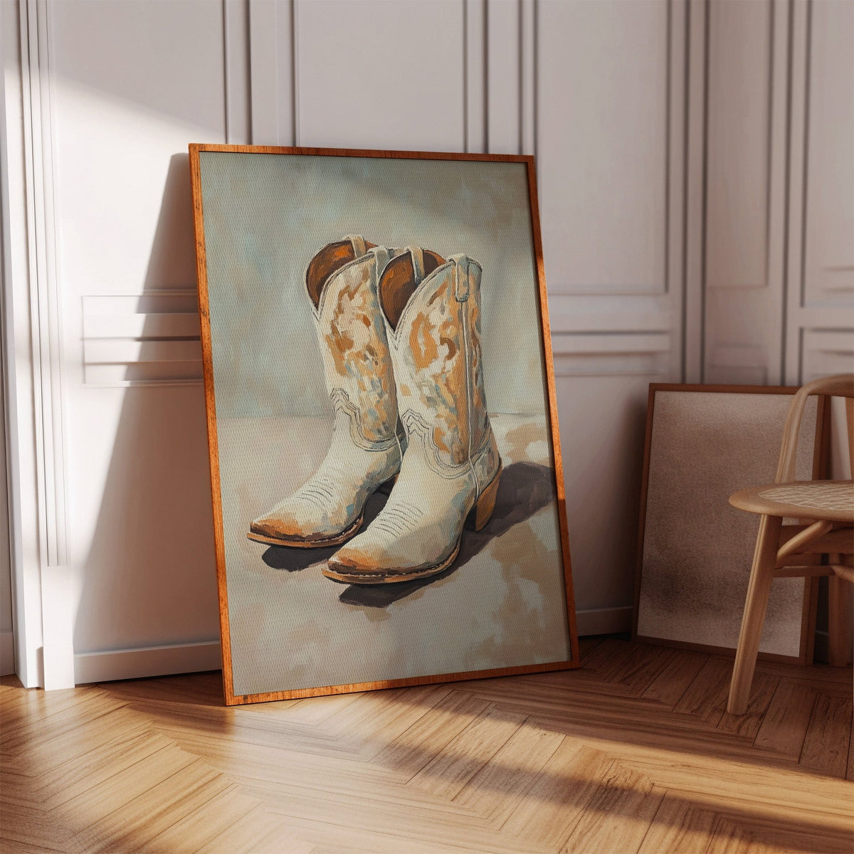 Vintage Cowgirl Boots Canvas – Western Boot Wall Art - Quarter Circle AK Boutique
