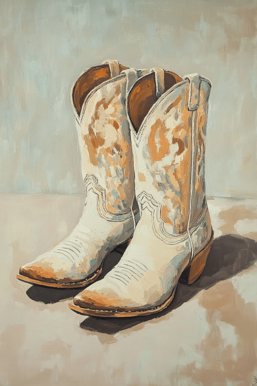 Vintage Cowgirl Boots Canvas – Western Boot Wall Art - Quarter Circle AK Boutique