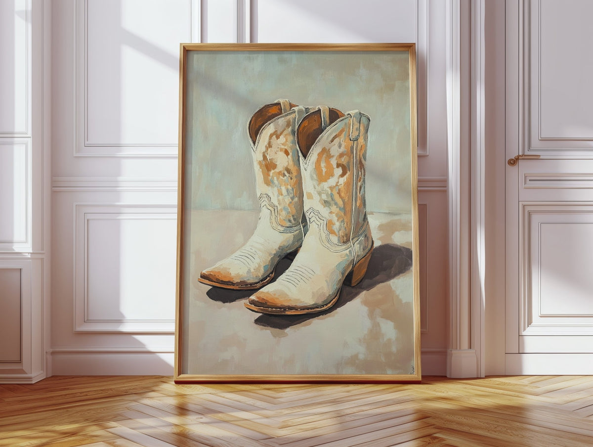 Vintage Cowgirl Boots Canvas – Western Boot Wall Art - Quarter Circle AK Boutique
