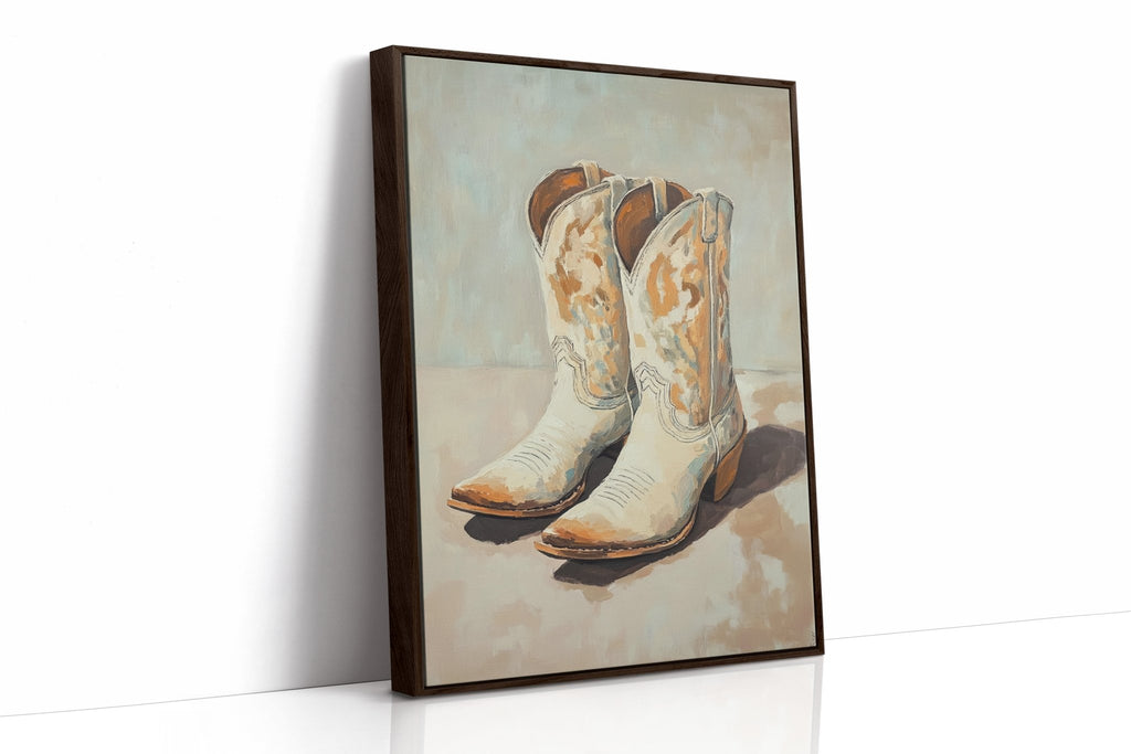 Vintage Cowgirl Boots Canvas – Western Boot Wall Art - Quarter Circle AK Boutique