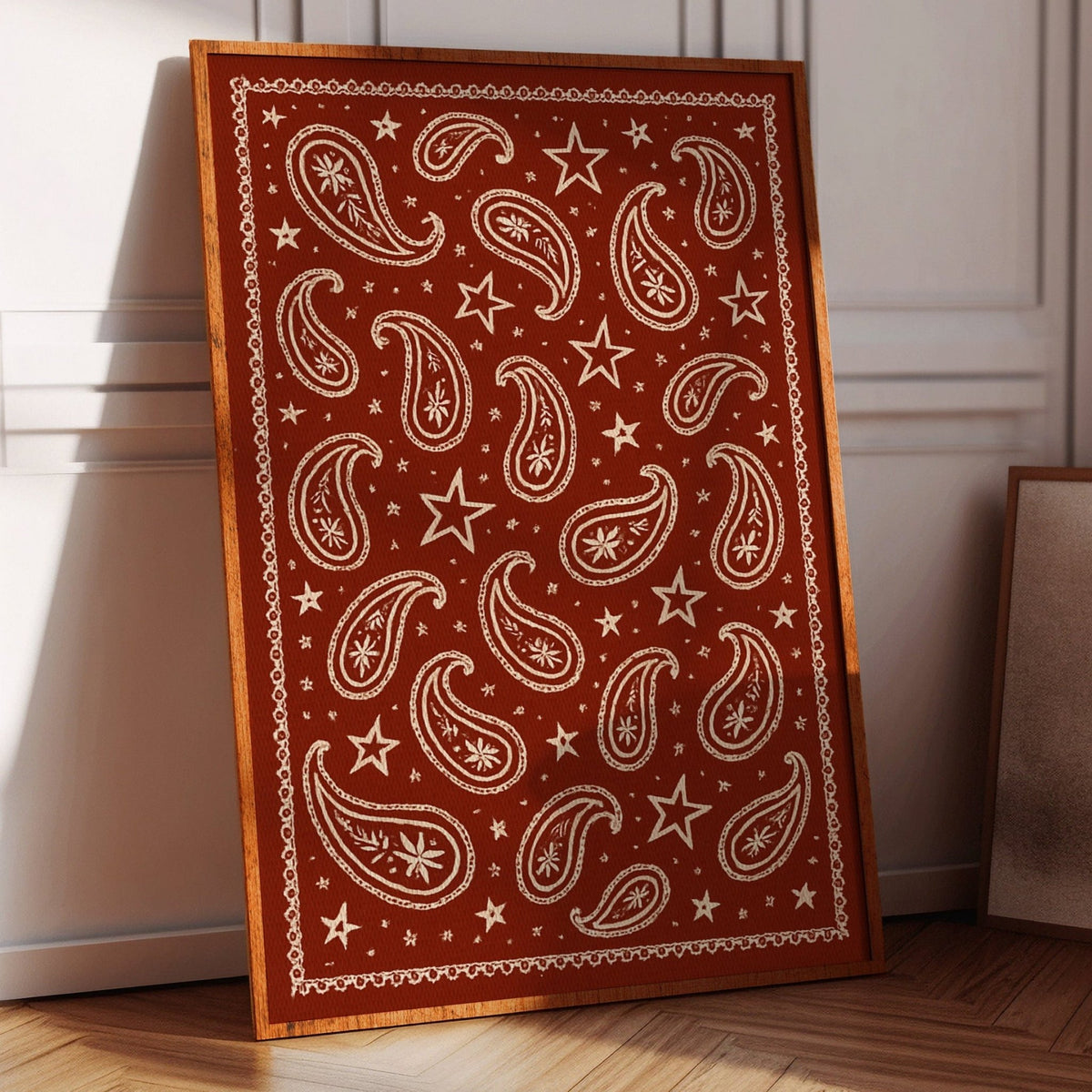 Vintage Red Bandana Star Paisley Print - Quarter Circle AK Boutique