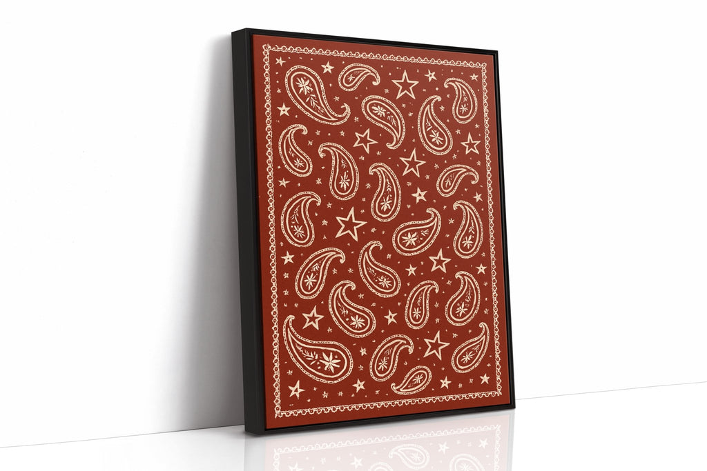 Vintage Red Bandana Star Paisley Print - Quarter Circle AK Boutique