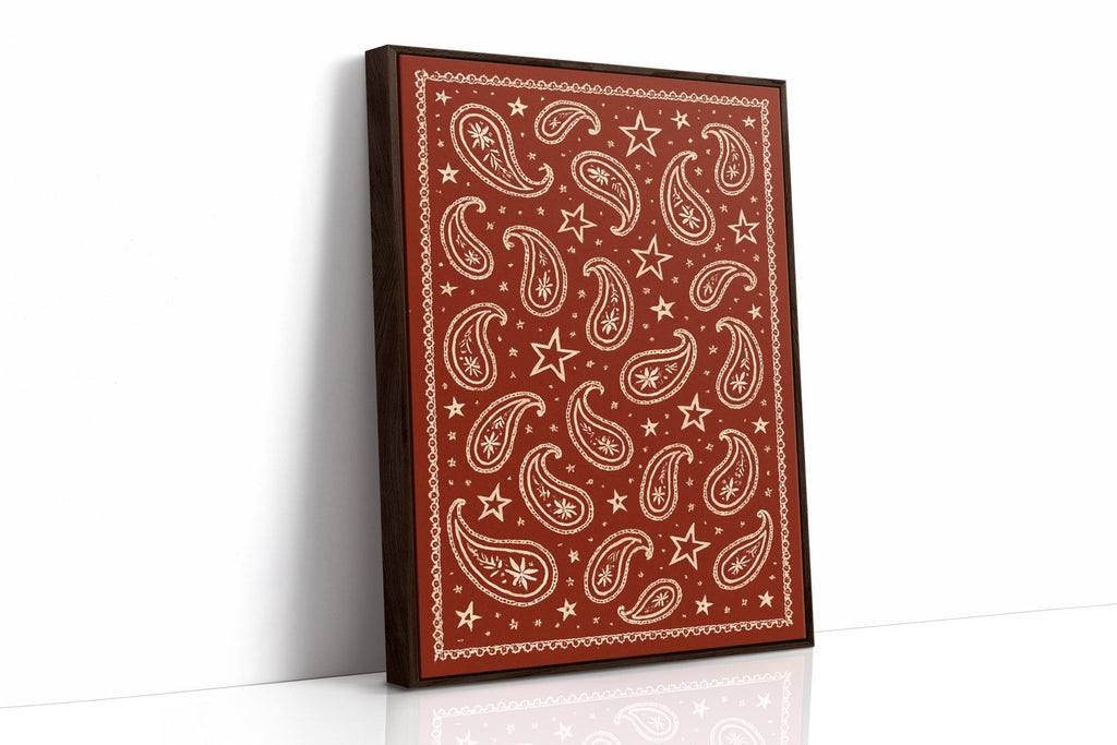 Vintage Red Bandana Star Paisley Print - Quarter Circle AK Boutique