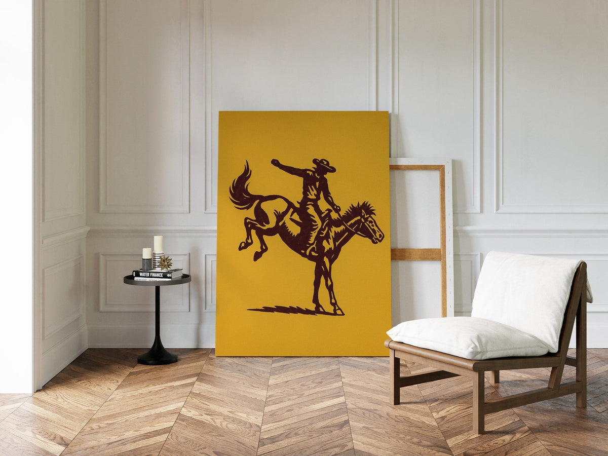 Vintage Rodeo Cowboy Silhouette Print - Quarter Circle AK Boutique