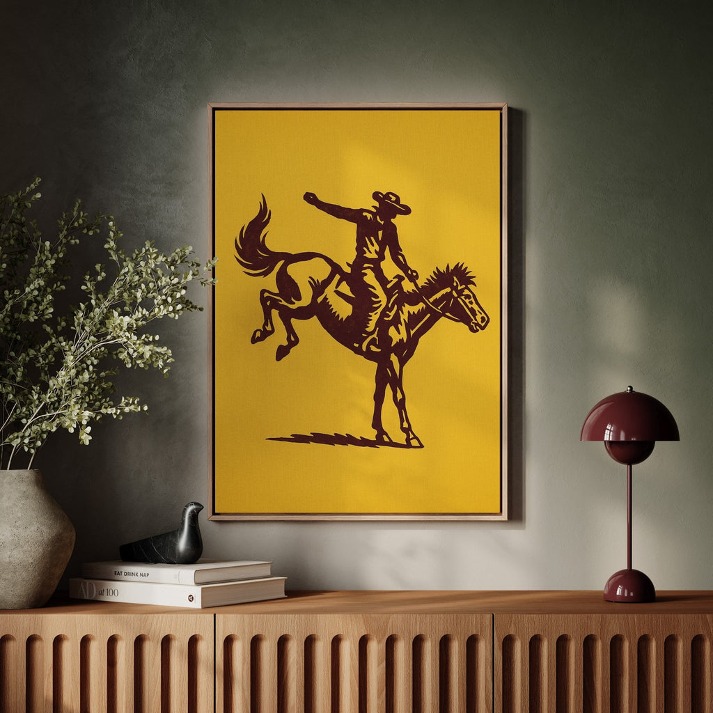 Vintage Rodeo Cowboy Silhouette Print - Quarter Circle AK Boutique