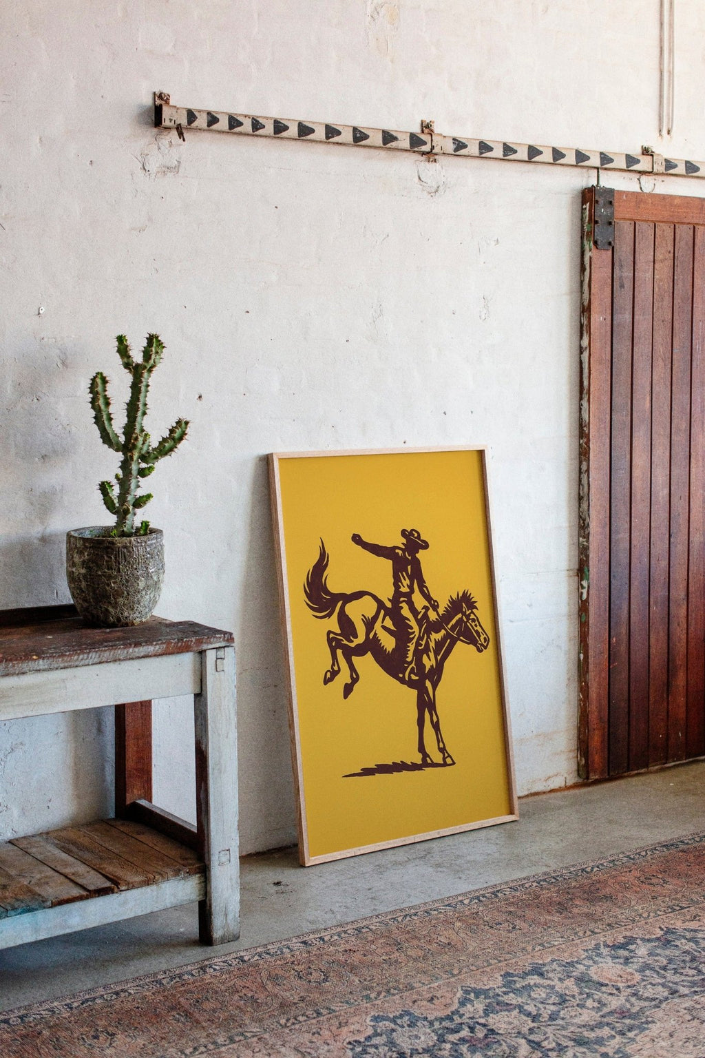 Vintage Rodeo Cowboy Silhouette Print - Quarter Circle AK Boutique