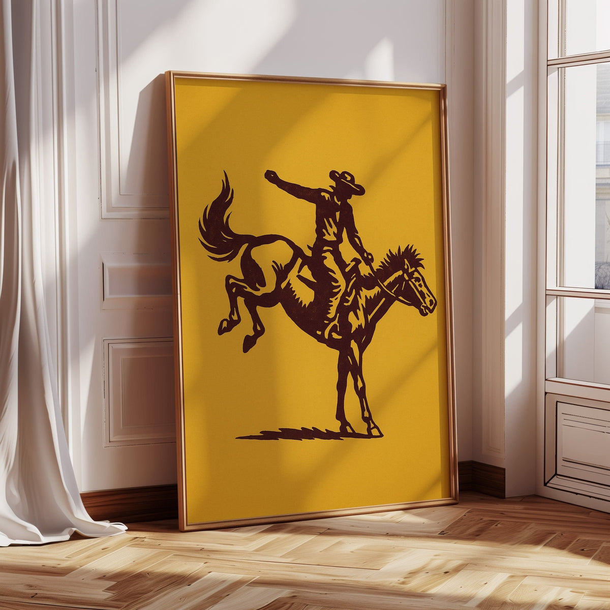 Vintage Rodeo Cowboy Silhouette Print - Quarter Circle AK Boutique