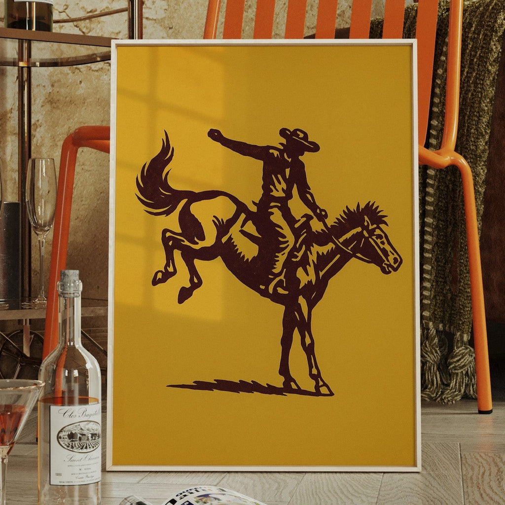 Vintage Rodeo Cowboy Silhouette Print - Quarter Circle AK Boutique