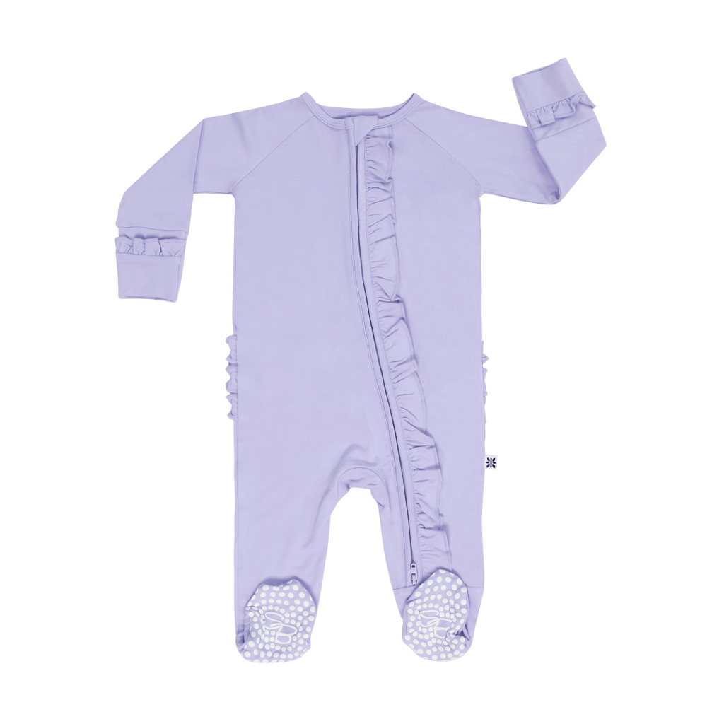 Violets Are Violet Ruffle Footie - Quarter Circle AK Boutique