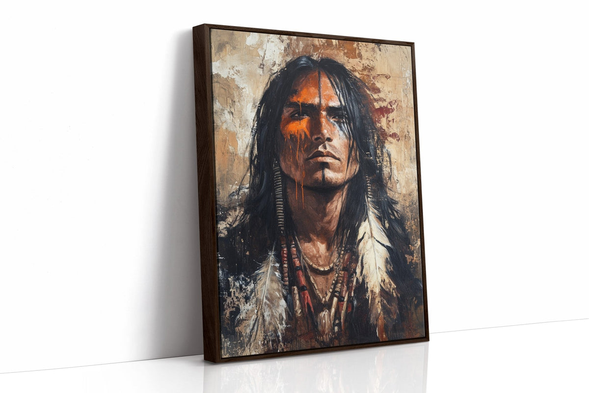 War Paint and Fire Tribal Portrait - Quarter Circle AK Boutique