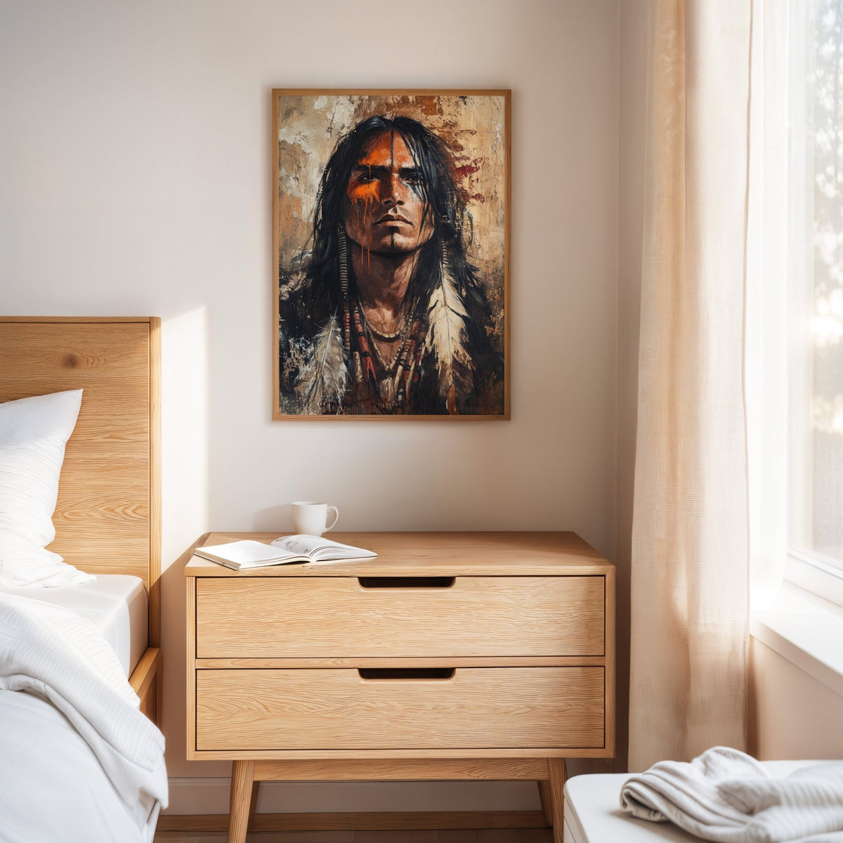 War Paint and Fire Tribal Portrait - Quarter Circle AK Boutique