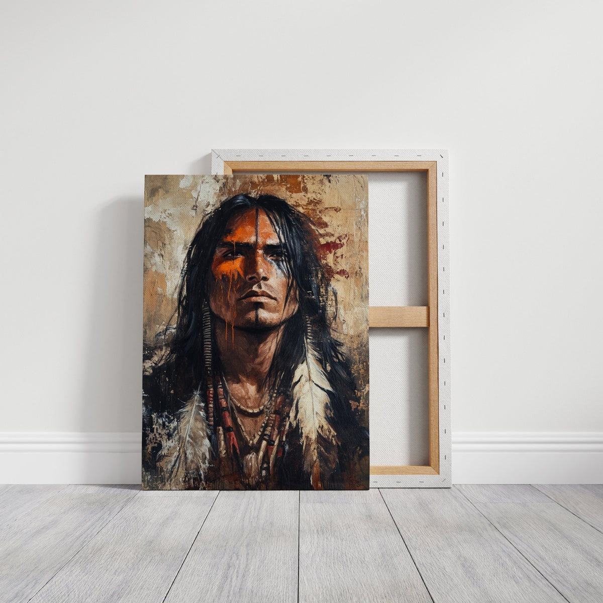 War Paint and Fire Tribal Portrait - Quarter Circle AK Boutique