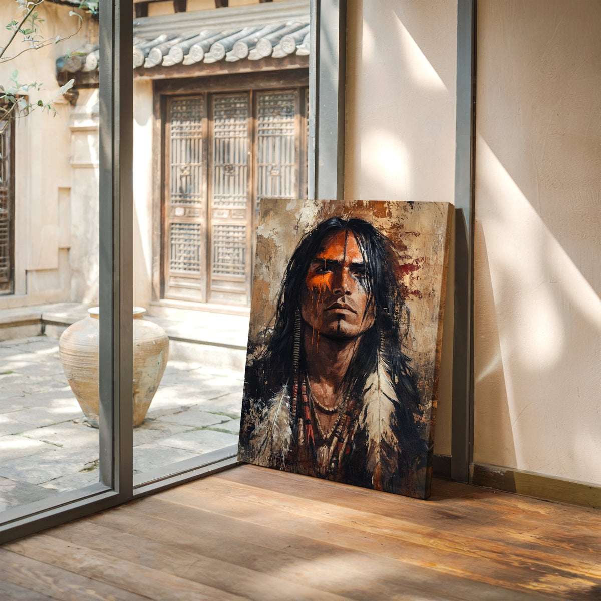 War Paint and Fire Tribal Portrait - Quarter Circle AK Boutique