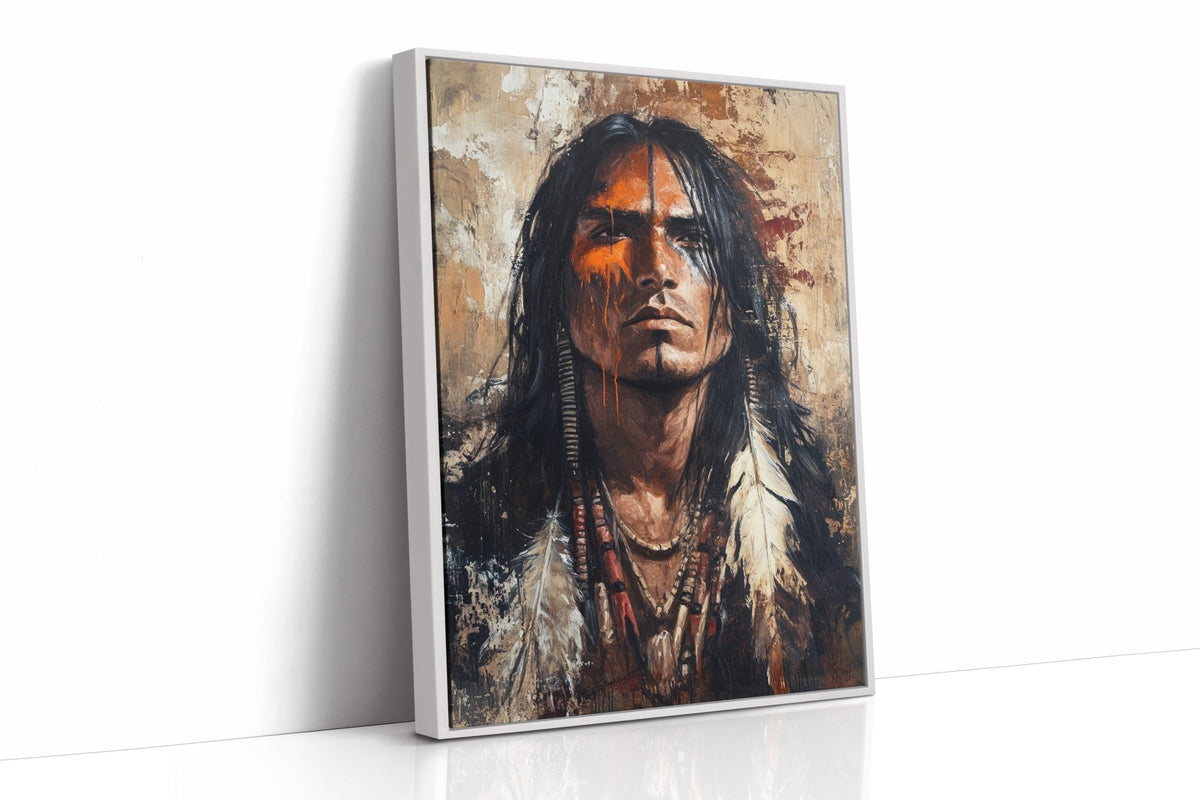 War Paint and Fire Tribal Portrait - Quarter Circle AK Boutique