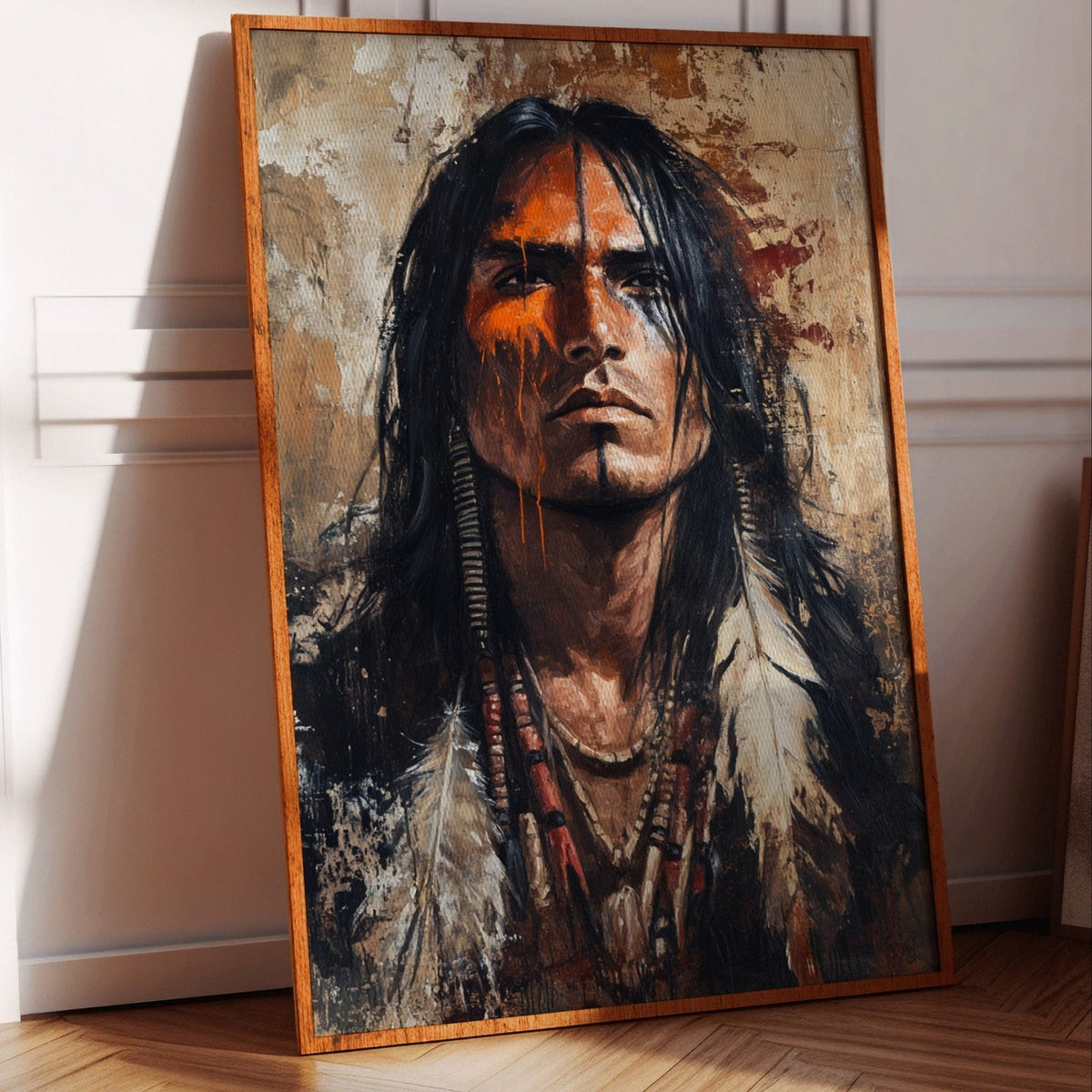 War Paint and Fire Tribal Portrait - Quarter Circle AK Boutique