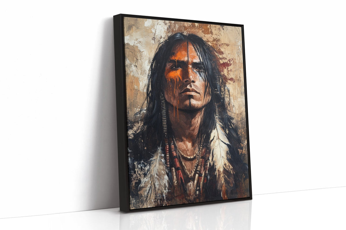 War Paint and Fire Tribal Portrait - Quarter Circle AK Boutique