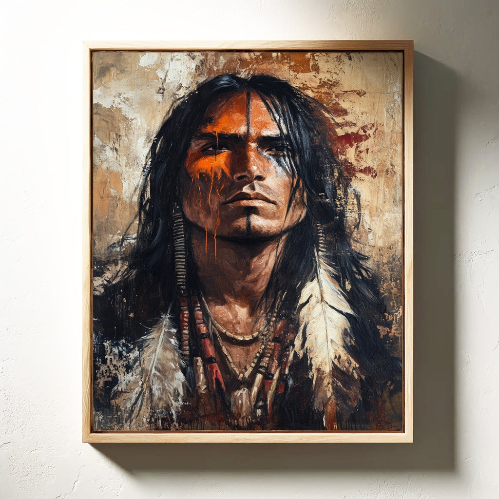 War Paint and Fire Tribal Portrait - Quarter Circle AK Boutique