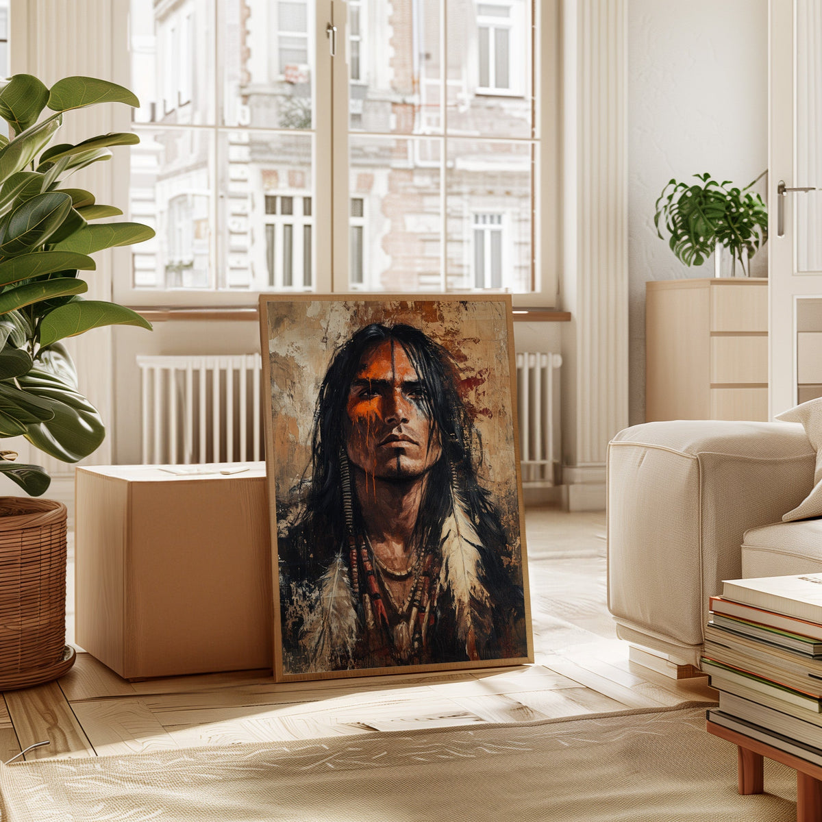 War Paint and Fire Tribal Portrait - Quarter Circle AK Boutique