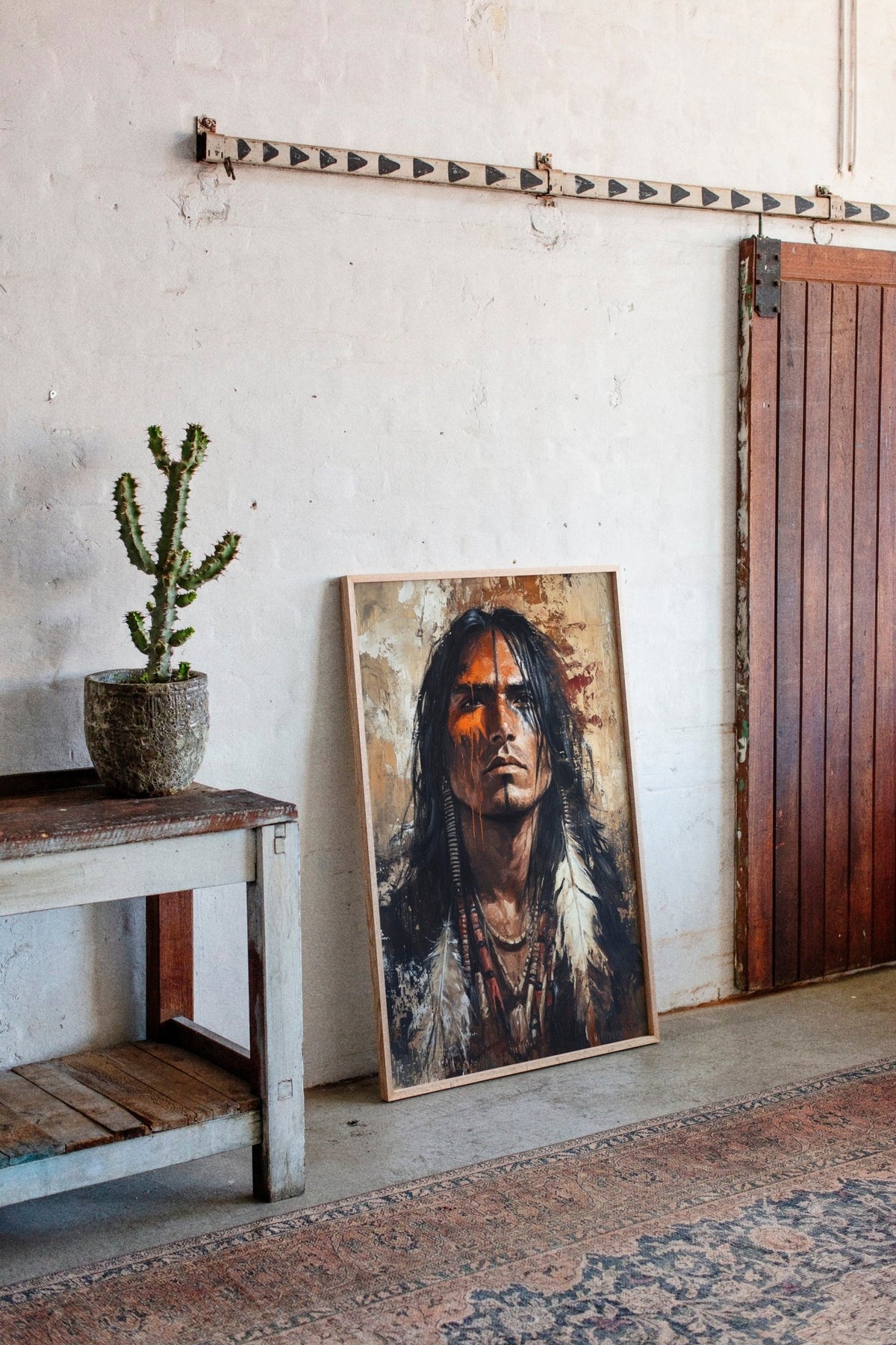 War Paint and Fire Tribal Portrait - Quarter Circle AK Boutique