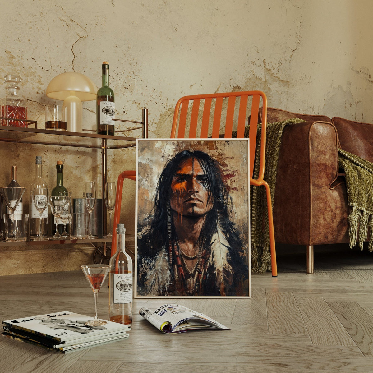 War Paint and Fire Tribal Portrait - Quarter Circle AK Boutique