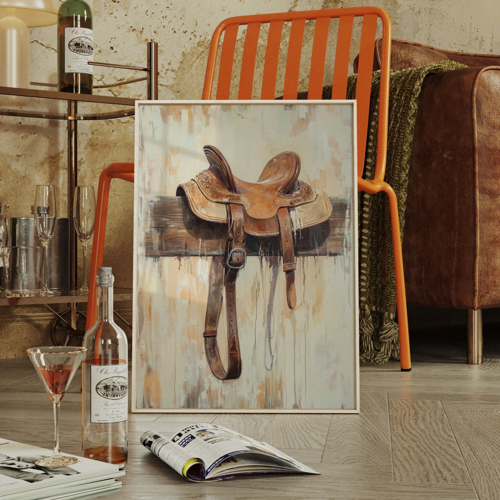 Weathered Rest: Western Saddle Still Life - Quarter Circle AK Boutique