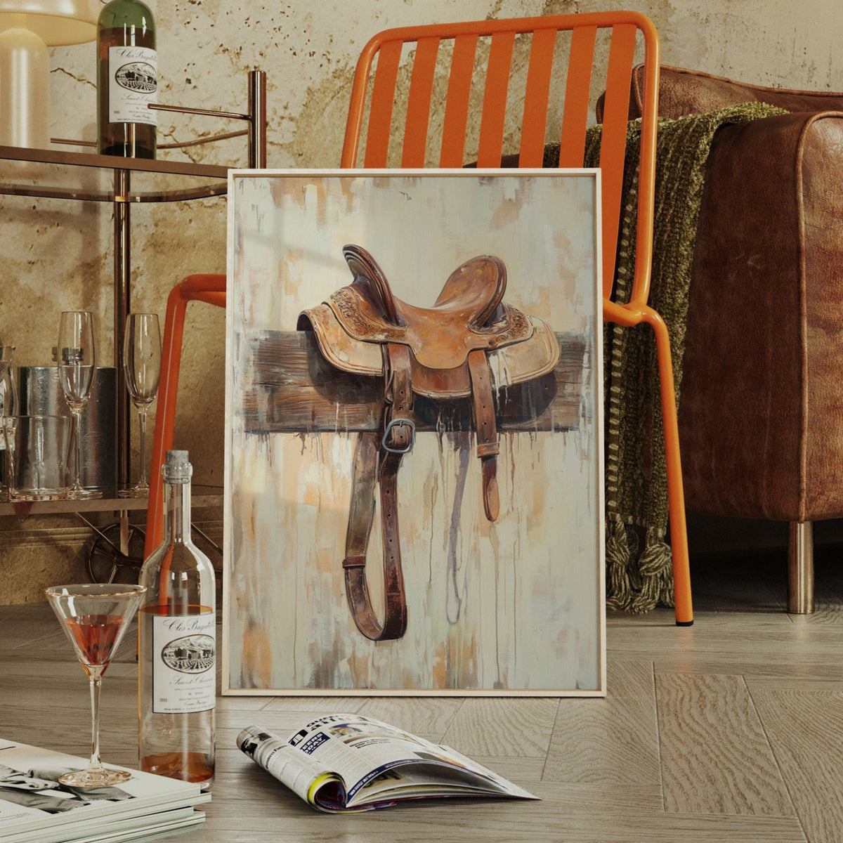 Weathered Rest: Western Saddle Still Life - Quarter Circle AK Boutique