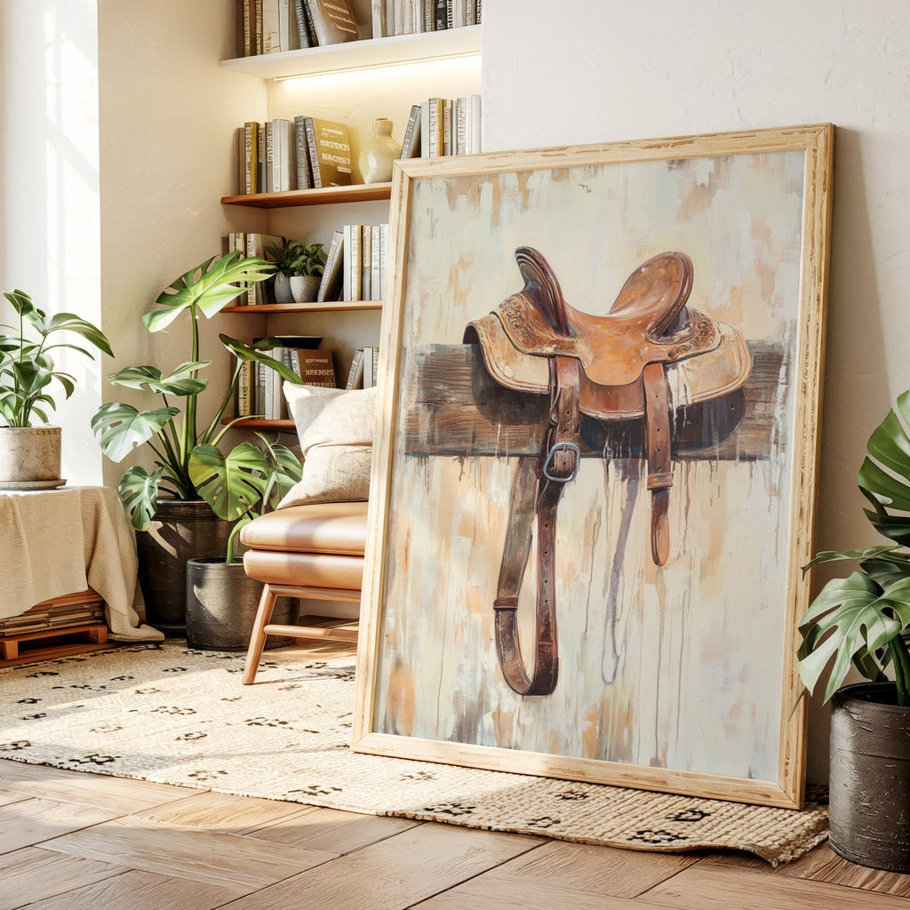 Weathered Rest: Western Saddle Still Life - Quarter Circle AK Boutique
