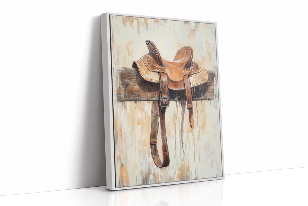 Weathered Rest: Western Saddle Still Life - Quarter Circle AK Boutique
