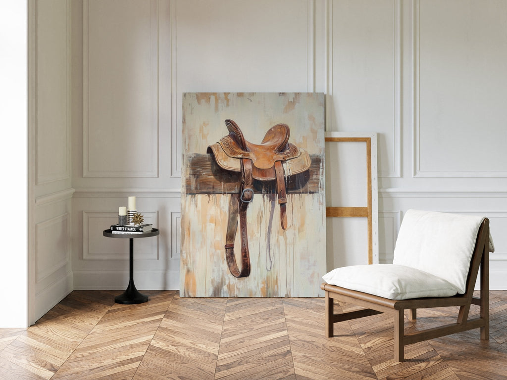 Weathered Rest: Western Saddle Still Life - Quarter Circle AK Boutique