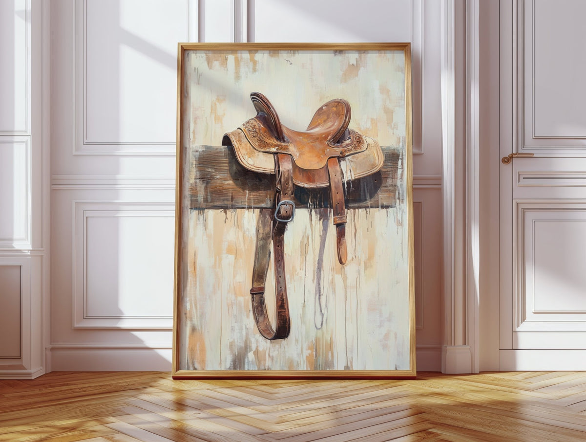 Weathered Rest: Western Saddle Still Life - Quarter Circle AK Boutique