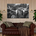 West Highland Cow Monochrome Canvas Wall Art - Quarter Circle AK Boutique