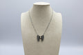 Western Bow Design Rhinestone Ribbon Necklace — Paperclip Chain with Western Pattern Ribbon (18 Inch)