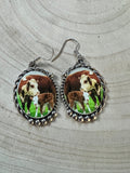 Western Framed Cow Calf Fashion Earrings — Ranch Life Statement (1½" x 1")