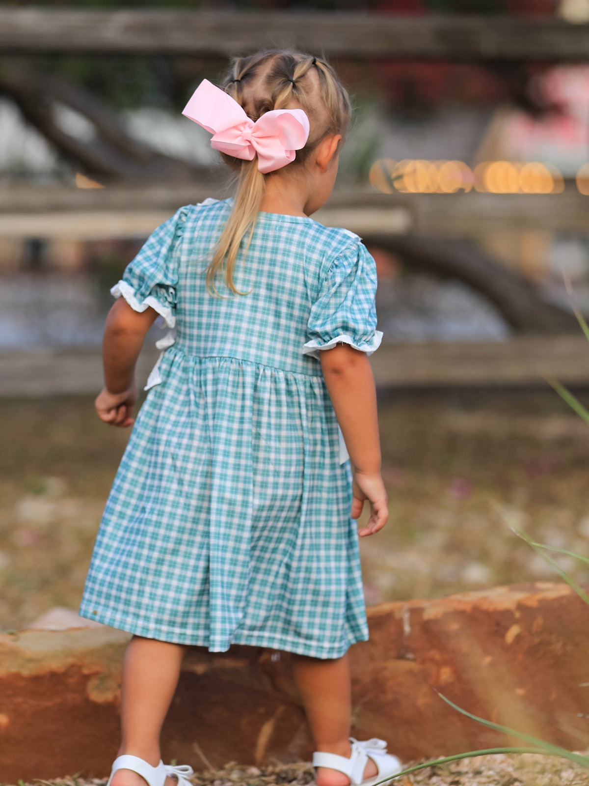 Western Plaid Horse Embroidered Girl Dress - Quarter Circle AK Boutique