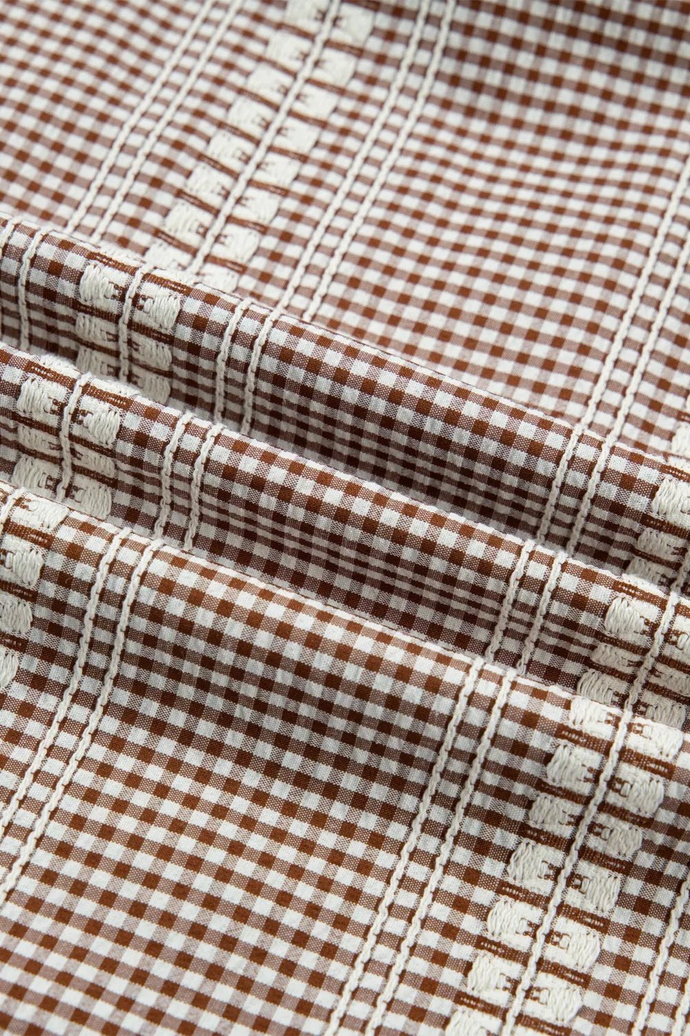 Western Pony Embroidered Yoke Puff Sleeve Gingham Blouse - Quarter Circle AK Boutique