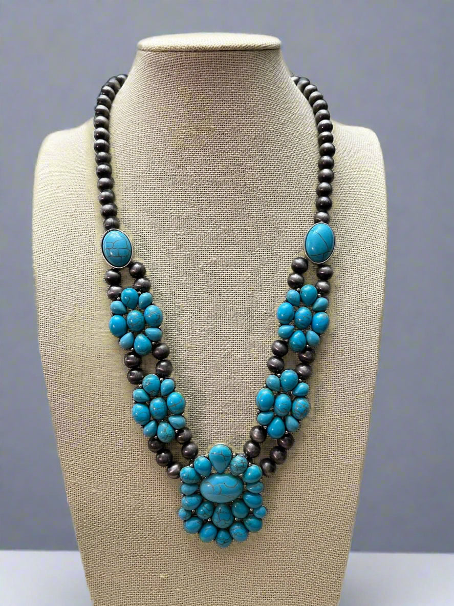Western Squash Faux Statement Necklace - 21 inch