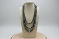Western Triple-Strand Burnished Faux Sterling Pearl Necklace — Long Layered Set (24", 28", 35") - Quarter Circle AK Boutique