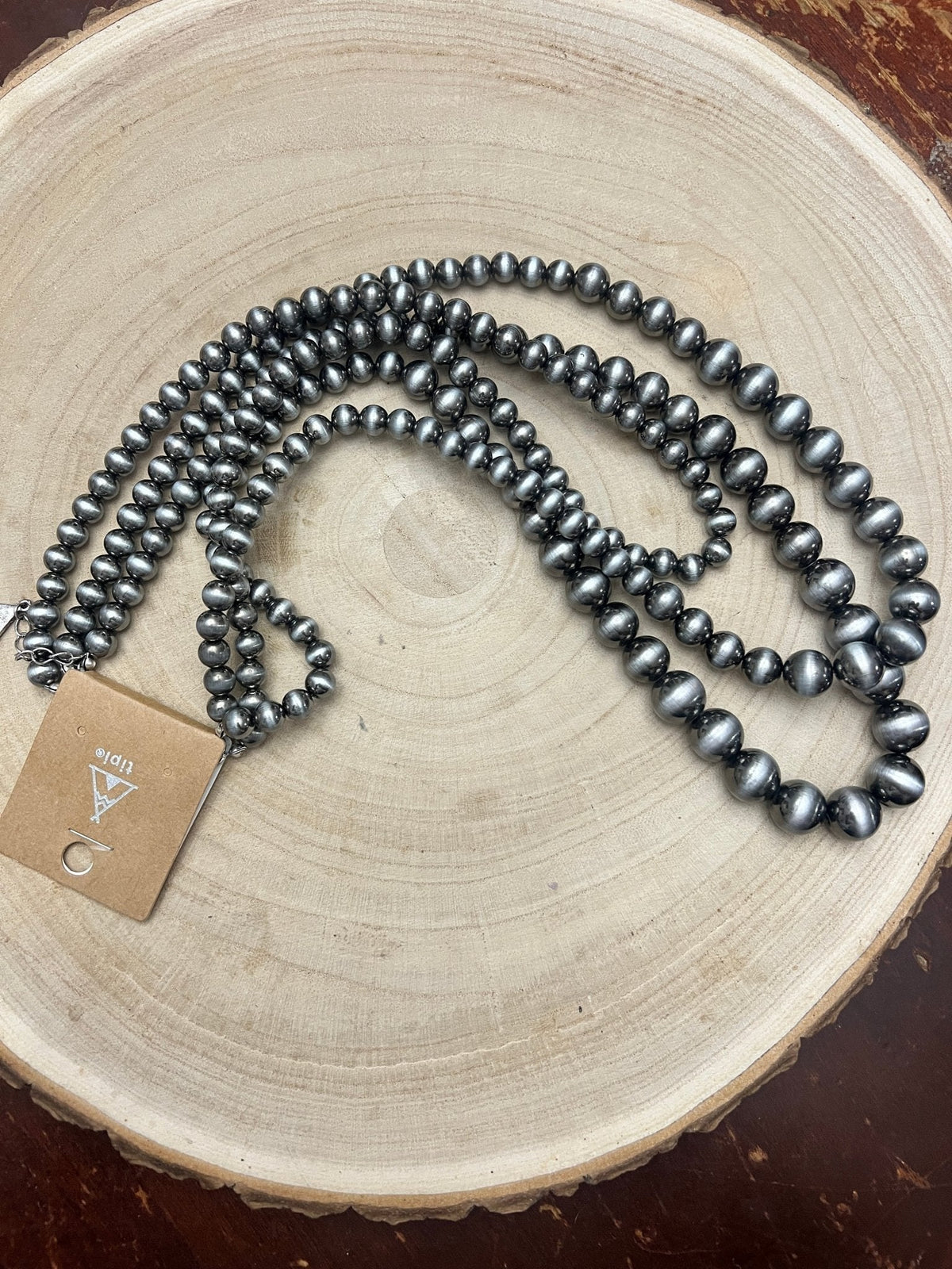 Western Triple-Strand Burnished Faux Sterling Pearl Necklace — Long Layered Set (24", 28", 35") - Quarter Circle AK Boutique