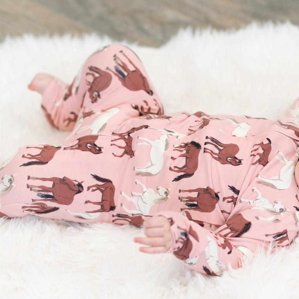Wild Horses Zipper Footie - Quarter Circle AK Boutique