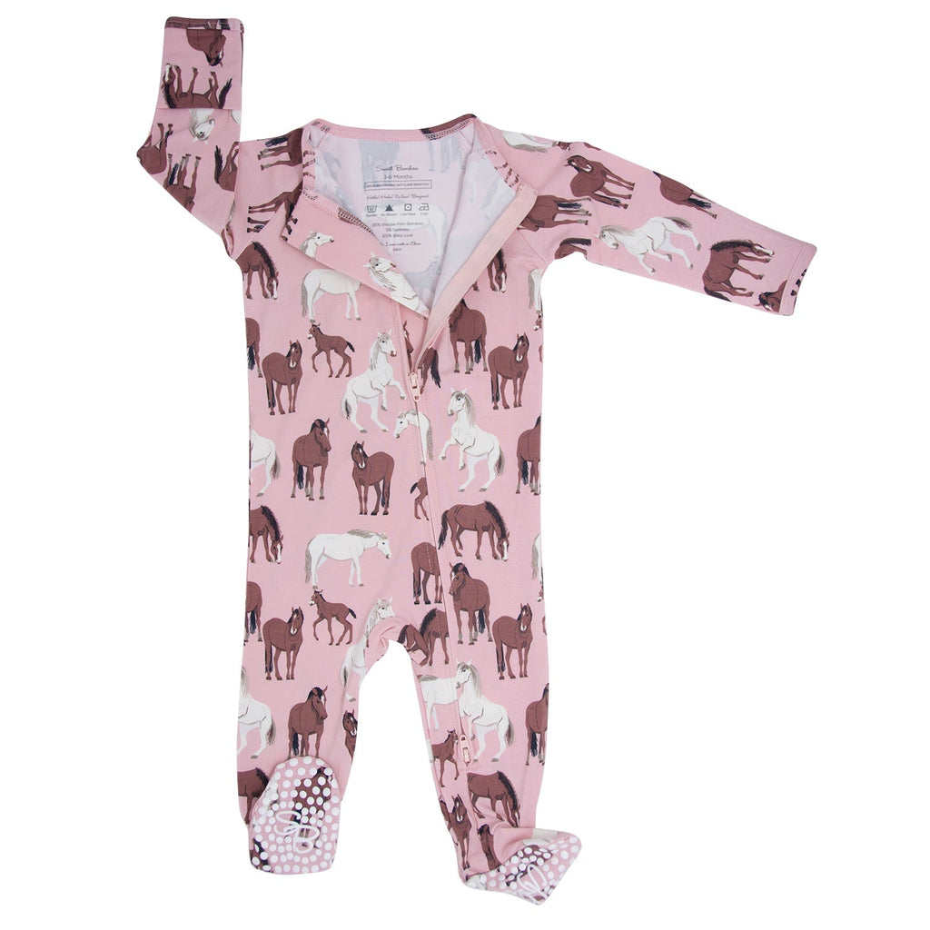 Wild Horses Zipper Footie - Quarter Circle AK Boutique