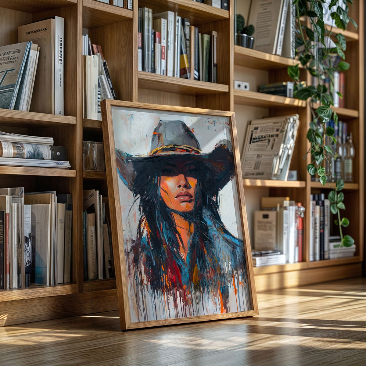 Wild Western Woman Canvas – Bold Cowgirl Portrait Wall Art - Quarter Circle AK Boutique