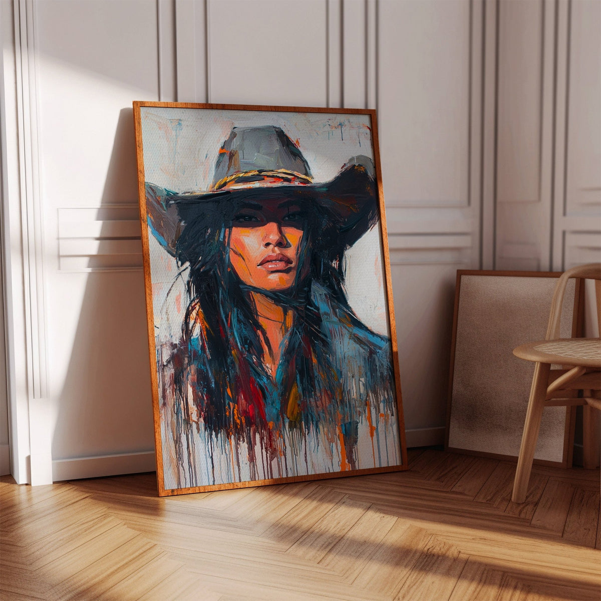 Wild Western Woman Canvas – Bold Cowgirl Portrait Wall Art - Quarter Circle AK Boutique