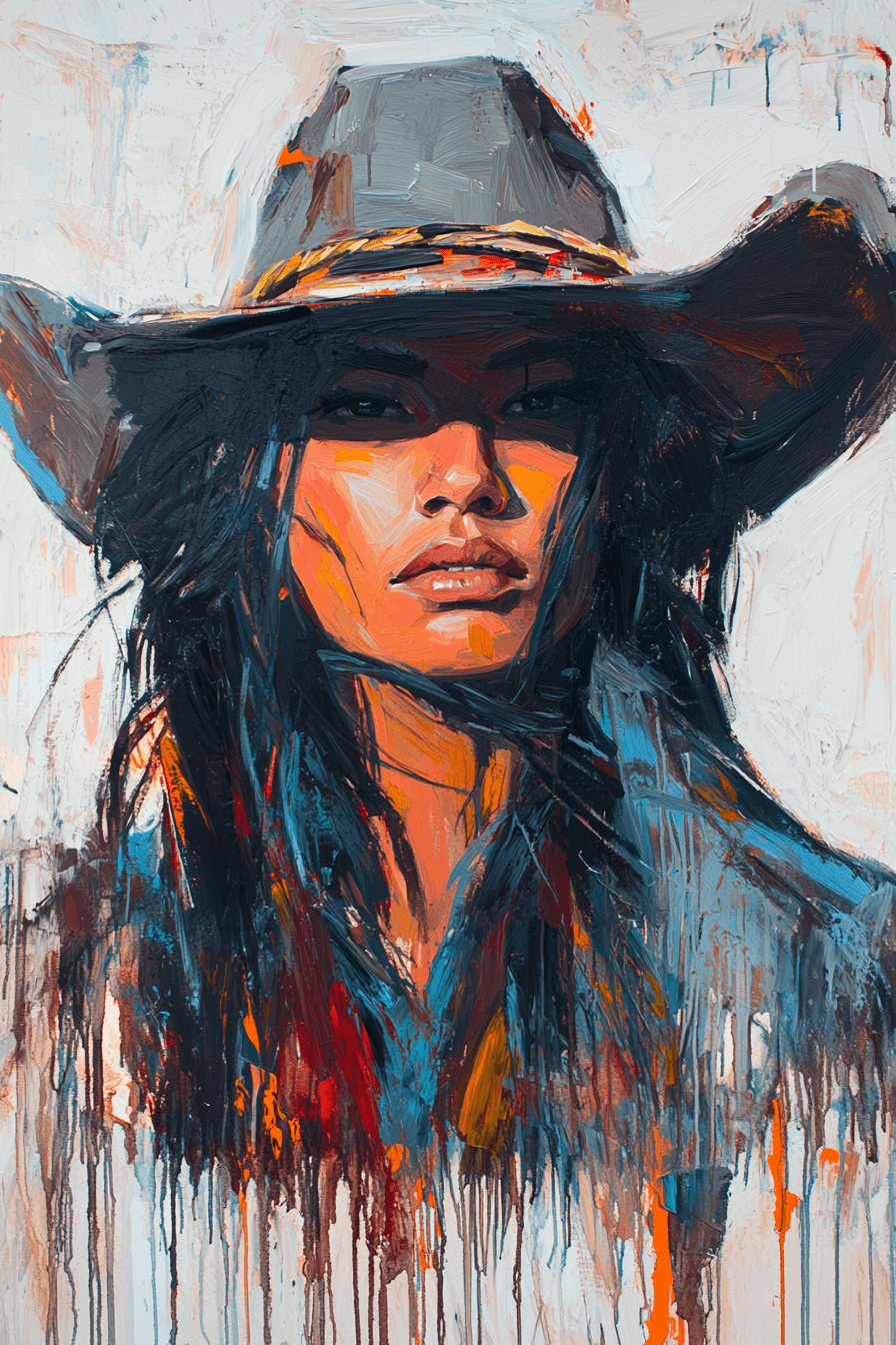 Wild Western Woman Canvas – Bold Cowgirl Portrait Wall Art - Quarter Circle AK Boutique
