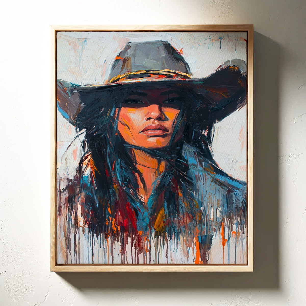 Wild Western Woman Canvas – Bold Cowgirl Portrait Wall Art - Quarter Circle AK Boutique