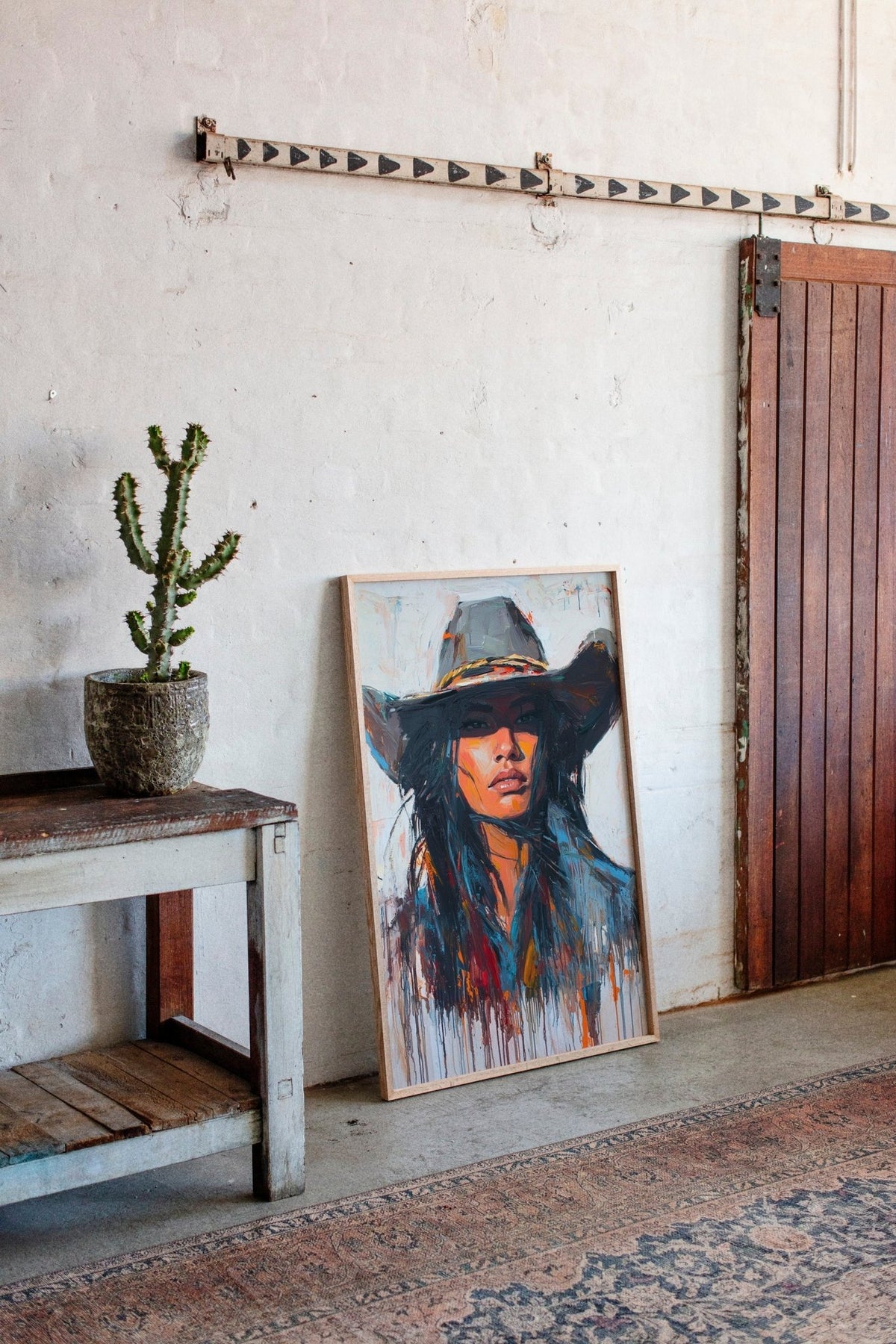 Wild Western Woman Canvas – Bold Cowgirl Portrait Wall Art - Quarter Circle AK Boutique