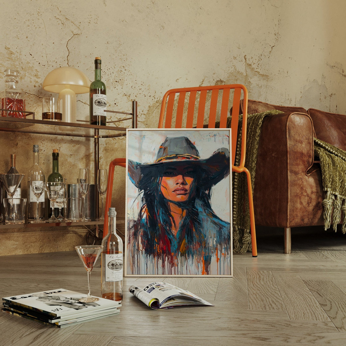 Wild Western Woman Canvas – Bold Cowgirl Portrait Wall Art - Quarter Circle AK Boutique
