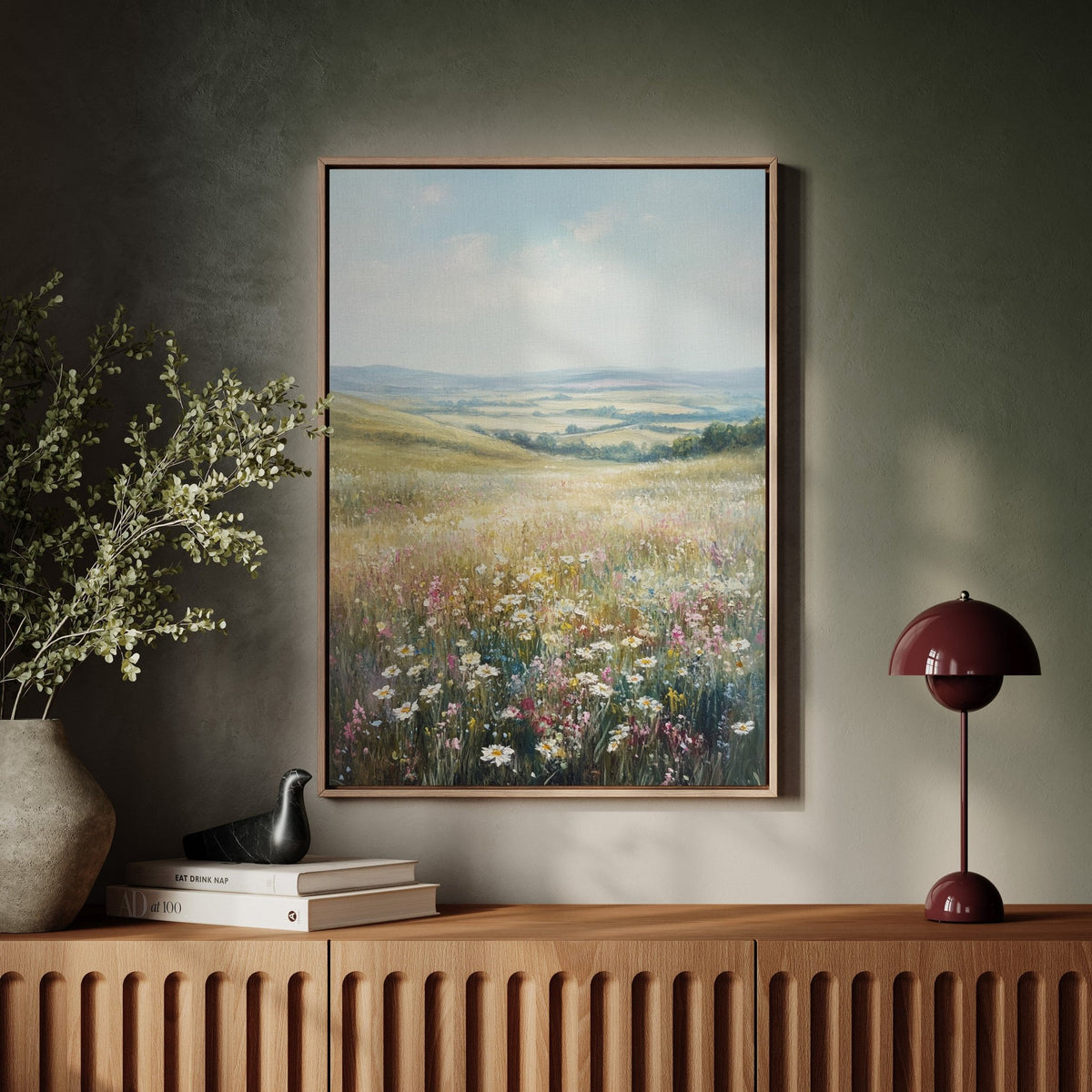 Wildflower Meadow Landscape – Serene Summer Countryside Wall Art Print - Quarter Circle AK Boutique