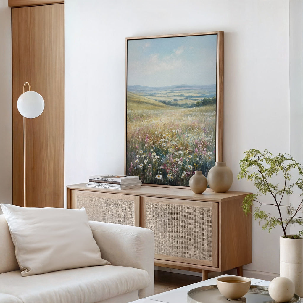 Wildflower Meadow Landscape – Serene Summer Countryside Wall Art Print - Quarter Circle AK Boutique